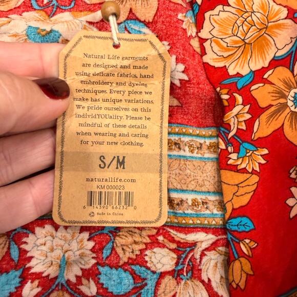 Natural Life Open Kimono Robe Jacket Boho Floral Long Duster S/M NWT - Picture 6 of 8